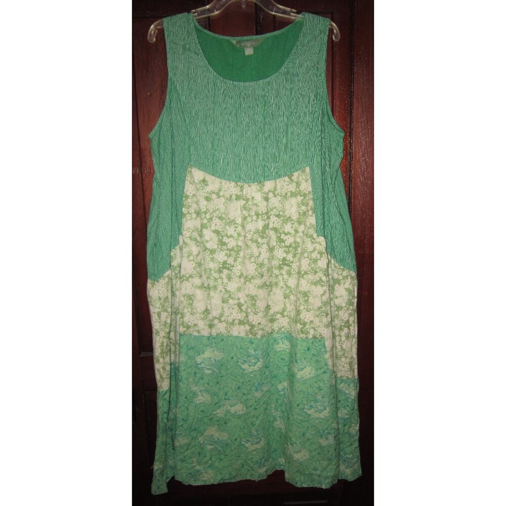 April Cornell Mint and Cream Patchwork Maxi Dress